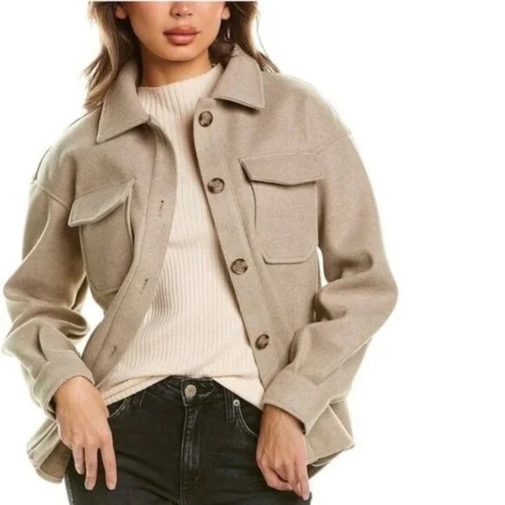 Avec Les Filles Shacket Tan Button Front Shirt Jacket Size XS Winter Trending